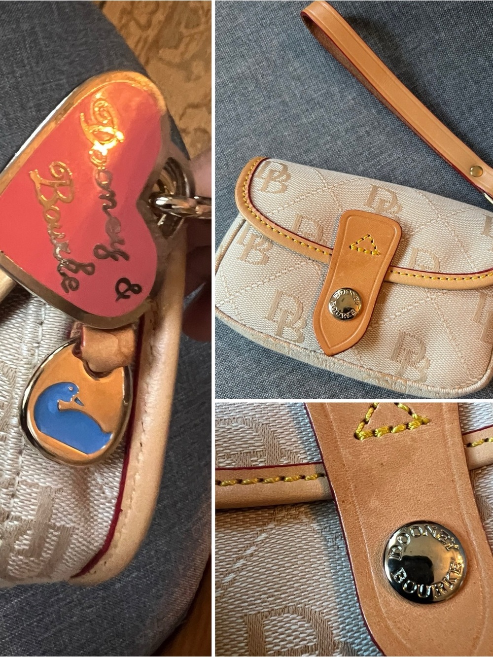 NEW Dooney & Bourke Cream and Tan Wristlet